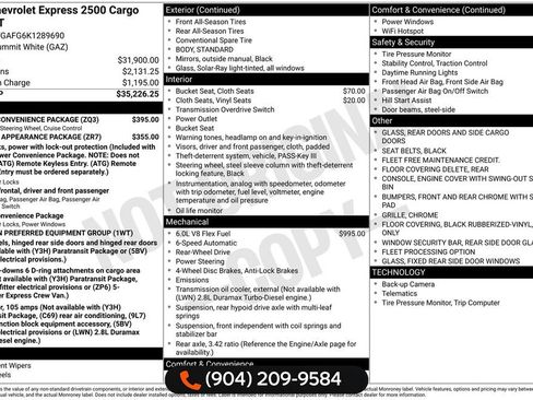 Used 2019 Chevrolet Express 2500 Work Van w/ Driver Convenience Package image 29