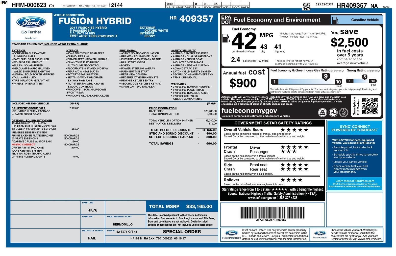 Used 2017 Ford Fusion SE w/ Equipment Group 602A FWD image 4