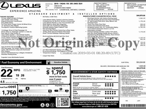 Used 2019 Lexus RX 350 AWD image 2