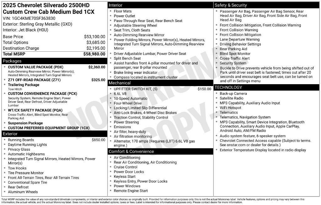 Used 2025 Chevrolet Silverado 2500 Custom w/ Custom Value Package AWD/4WD image 39