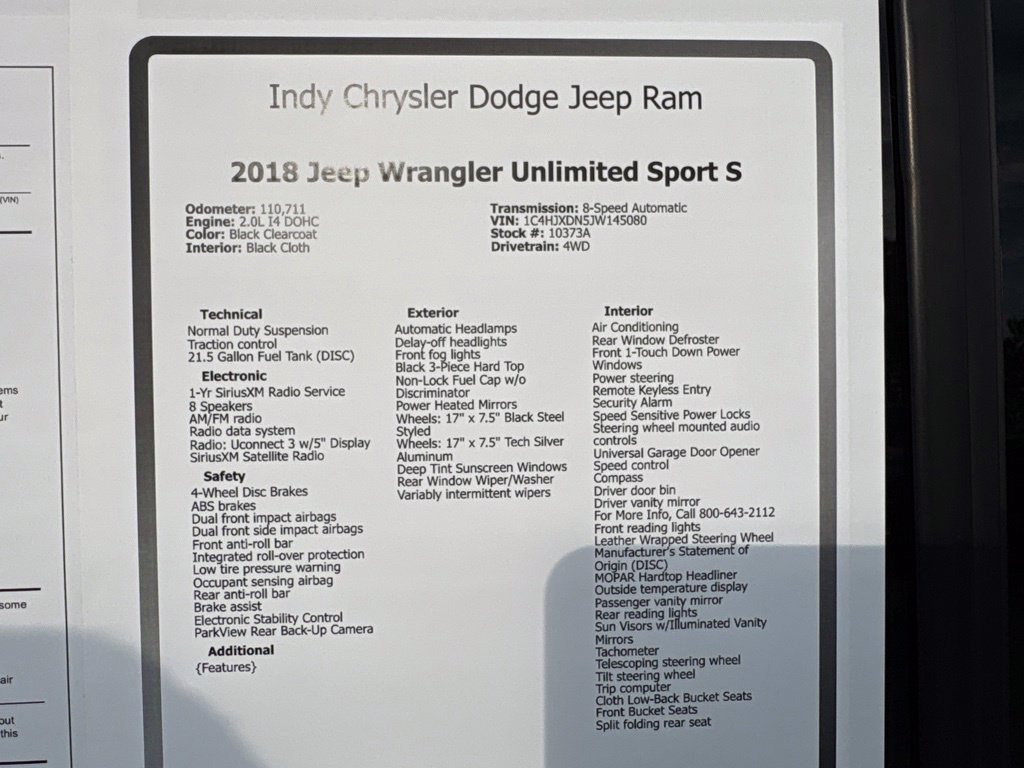 Used 2018 Jeep Wrangler Unlimited Sport S AWD/4WD image 31