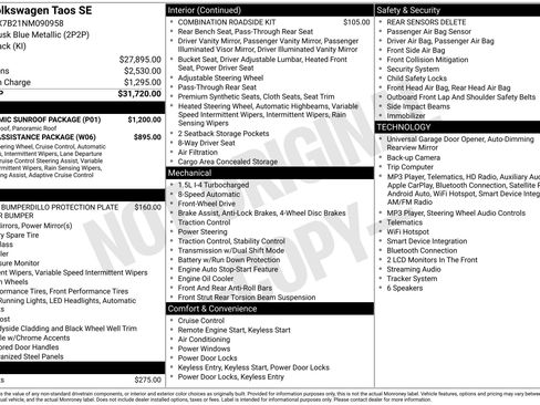 Used 2022 Volkswagen Taos SE w/ Panoramic Sunroof Package FWD image 16