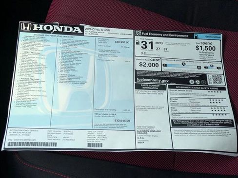 New 2026 Honda Civic Si image 19