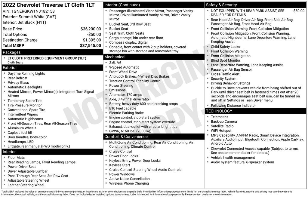 Used 2022 Chevrolet Traverse LT FWD image 27