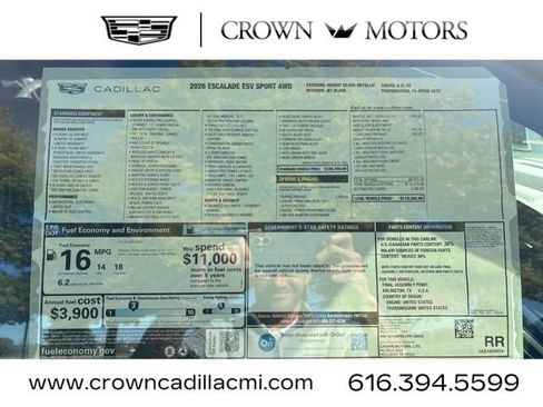 New 2026 Cadillac Escalade ESV Sport w/ Touring Package image 6