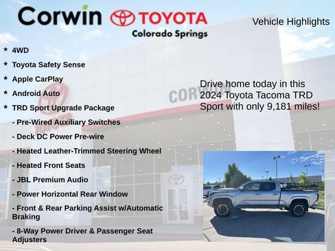 Used 2024 Toyota Tacoma TRD Sport w/ TRD Sport Upgrade Package AWD/4WD image 7