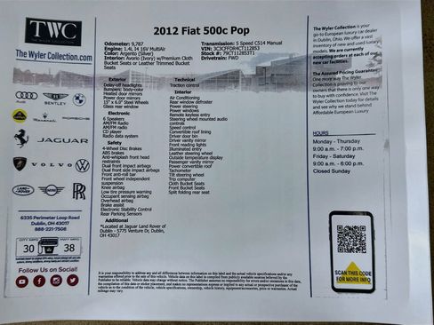 Used 2012 FIAT 500 Pop w/ Bose Premium Audio Pkg FWD image 39