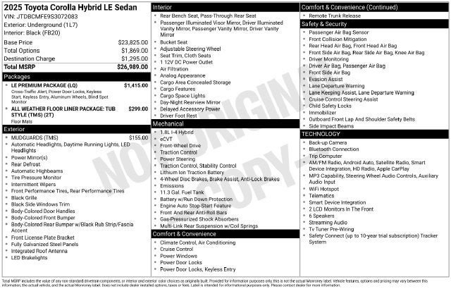 Certified 2025 Toyota Corolla LE w/ LE Premium Package FWD image 7
