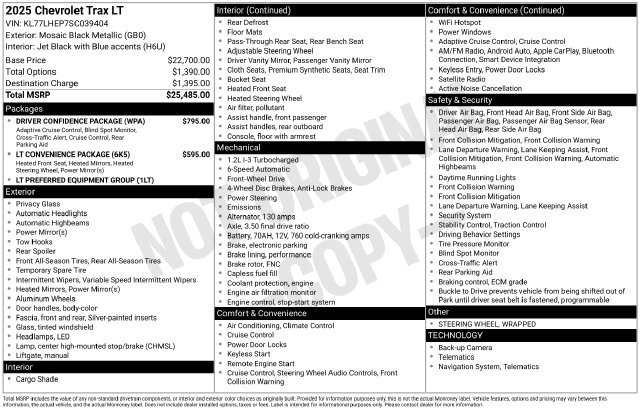 Used 2025 Chevrolet Trax LT w/ Driver Confidence Package FWD image 31