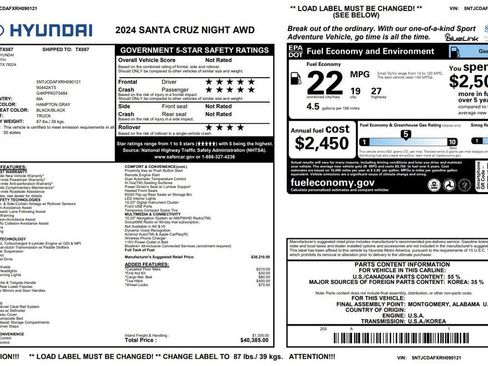 Used 2024 Hyundai Santa Cruz Night AWD/4WD image 4