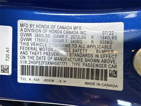 Used 2022 Honda Civic Sport image 30