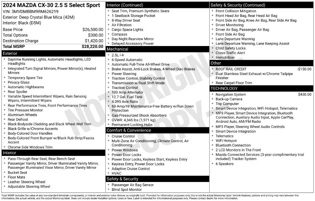Used 2024 MAZDA CX-30 AWD 2.5 S w/ Select Sport Pkg image 36