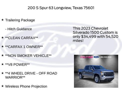 Used 2023 Chevrolet Silverado 1500 Custom w/ LPO, Dark Essentials Package AWD/4WD image 30