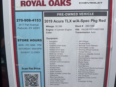 Used 2019 Acura TLX w/ Technology & A-SPEC Pkg FWD image 30