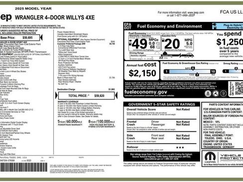Certified 2025 Jeep Wrangler Unlimited Sport S 4xe AWD/4WD image 4