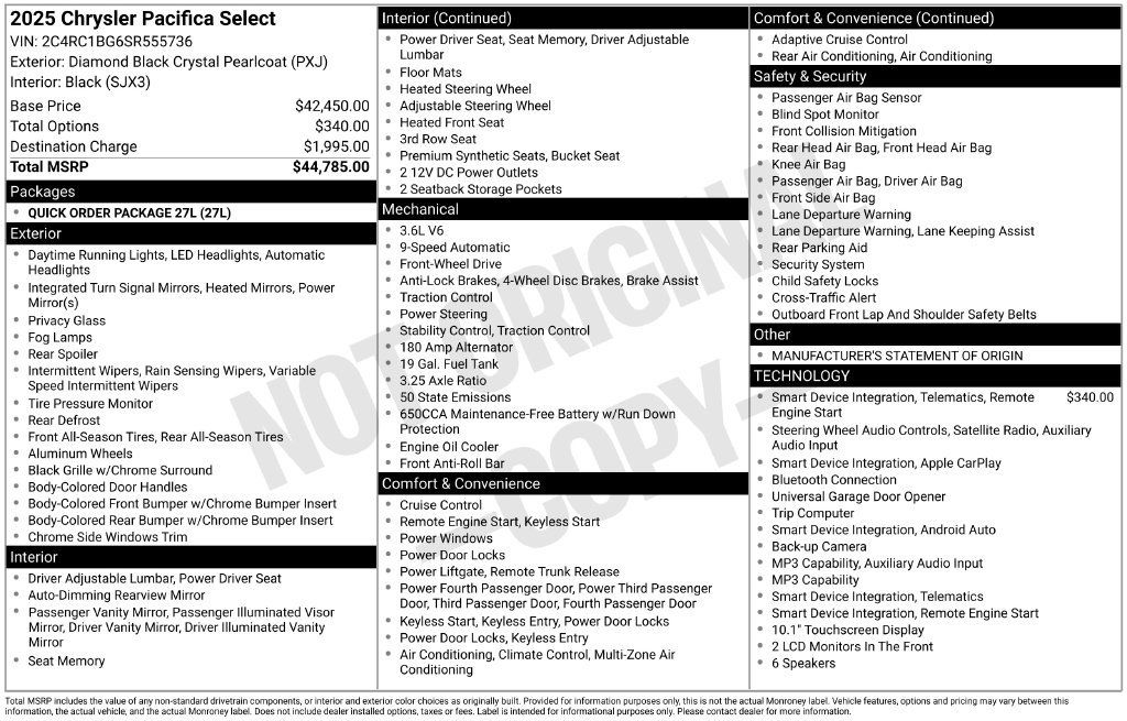 Used 2025 Chrysler Pacifica Select FWD image 4