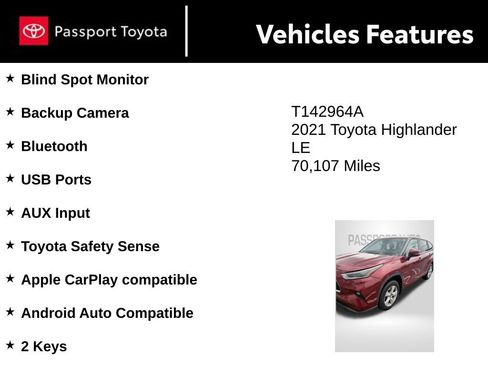 Used 2021 Toyota Highlander LE AWD/4WD image 8