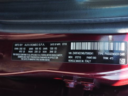 Used 2018 Alfa Romeo Giulia Ti Sport w/ Quick Order Package 22U Sport image 24