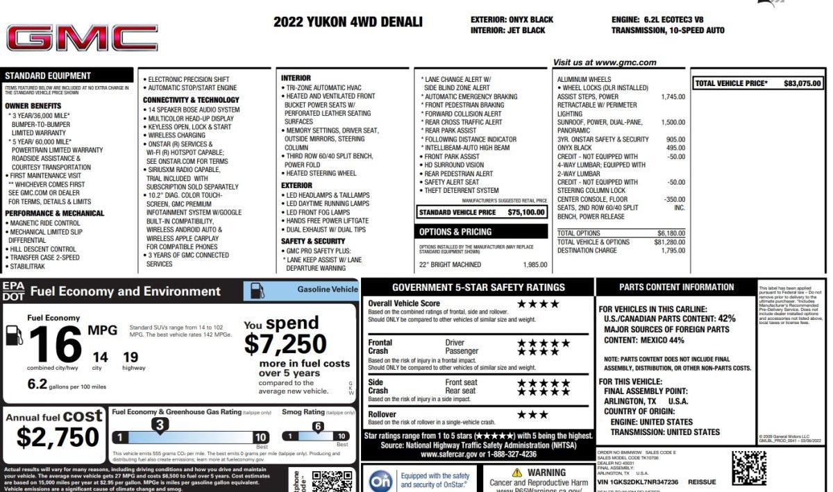 Used 2022 GMC Yukon Denali AWD/4WD image 14