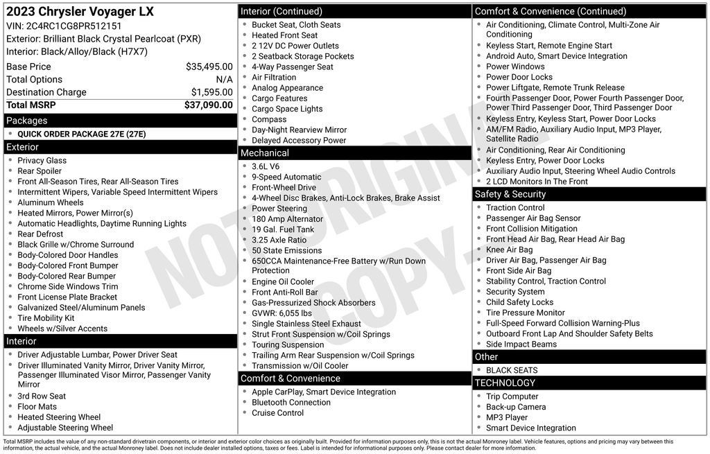 Used 2023 Chrysler Voyager LX FWD image 6