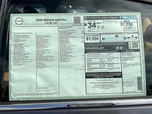 New 2025 Nissan Sentra SV w/ SV Premium Package image 13