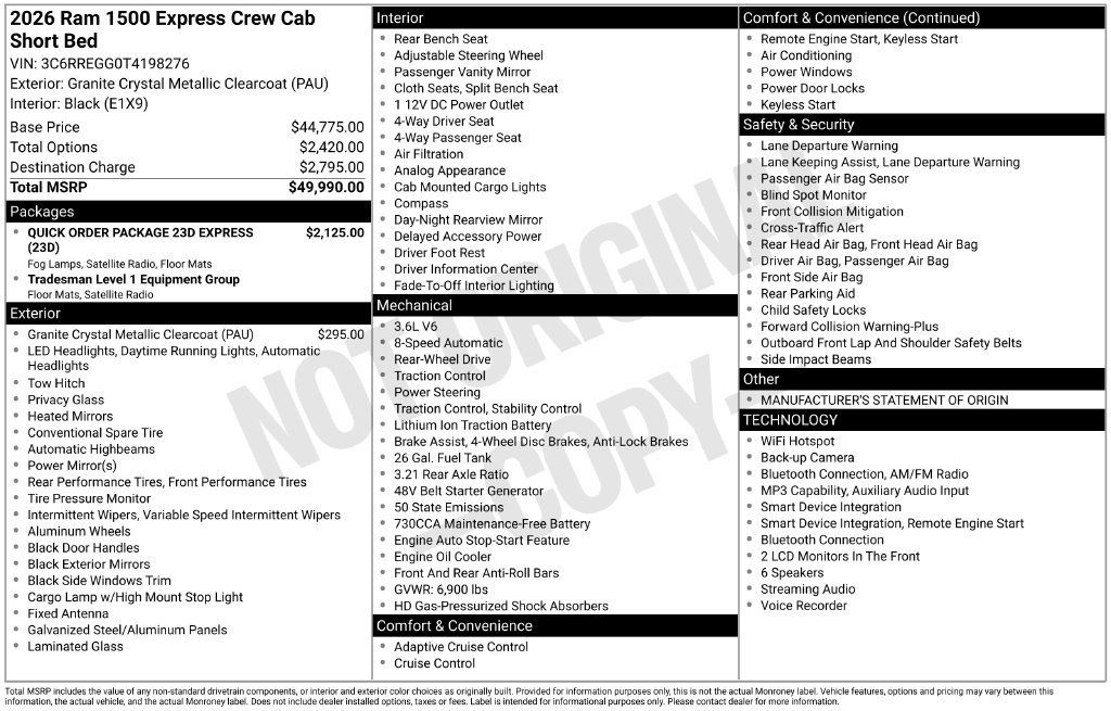New 2026 RAM 1500 Express RWD image 23