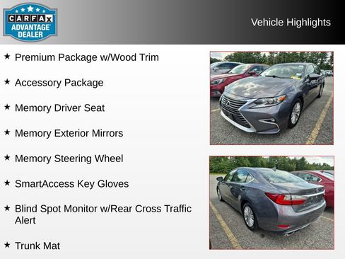 Used 2016 Lexus ES 350 w/ Premium Package w/Wood Trim FWD image 4