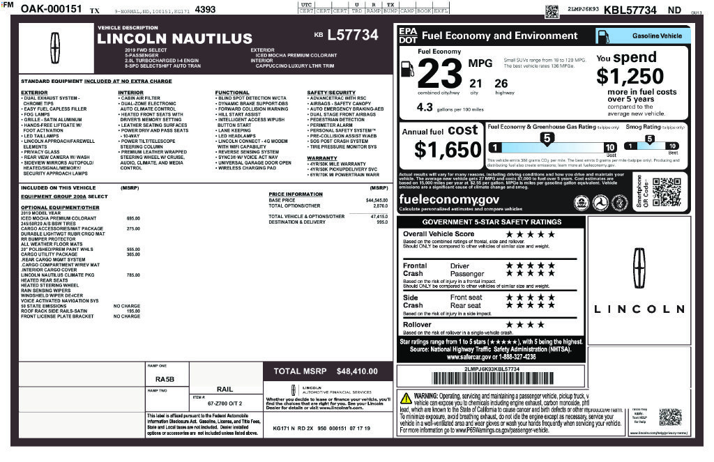 Used 2019 Lincoln Nautilus Select FWD image 40