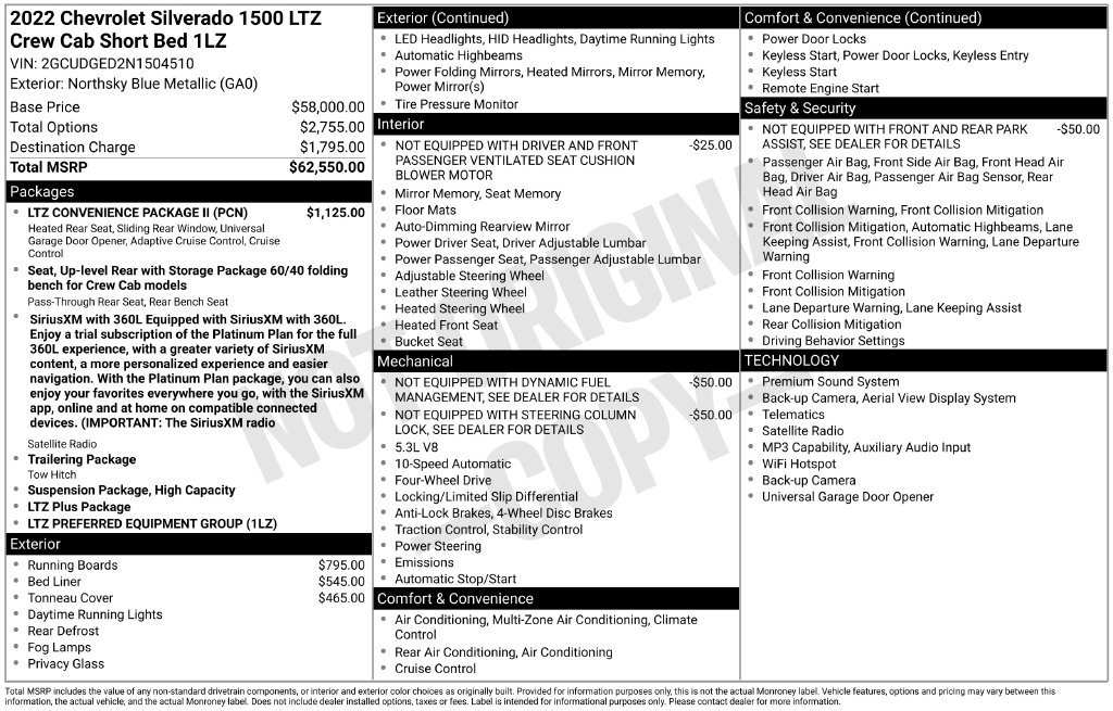 Used 2022 Chevrolet Silverado 1500 LTZ w/ LTZ Convenience Package II AWD/4WD image 2