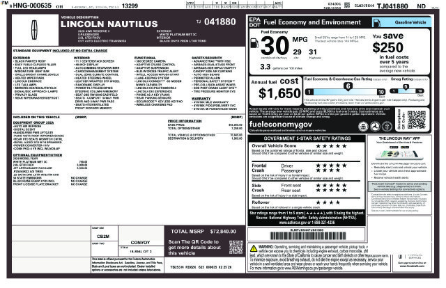 New 2026 Lincoln Nautilus Reserve w/ Jet Appearance Package AWD/4WD image 30
