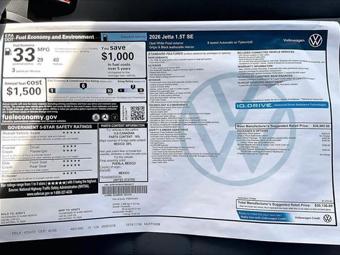 New 2026 Volkswagen Jetta SE image 19