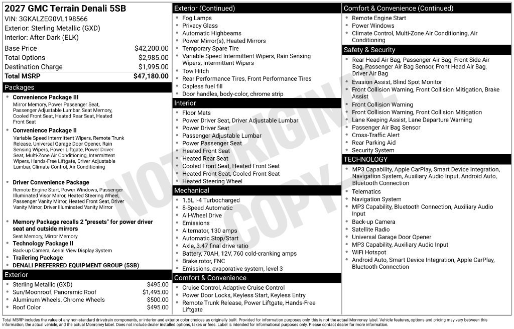 New 2027 GMC Terrain Denali AWD/4WD image 43