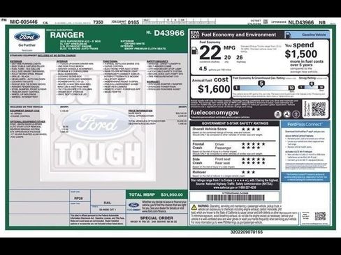 Used 2022 Ford Ranger XL w/ Equipment Group 101A High RWD image 26