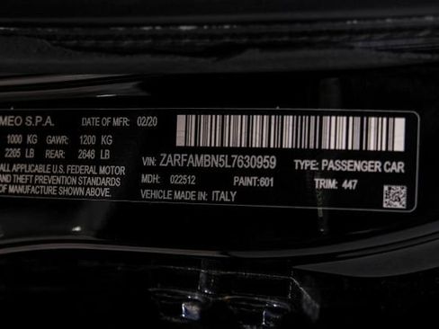Used 2020 Alfa Romeo Giulia Ti Sport w/ Quick Order Package 22U Sport RWD image 69