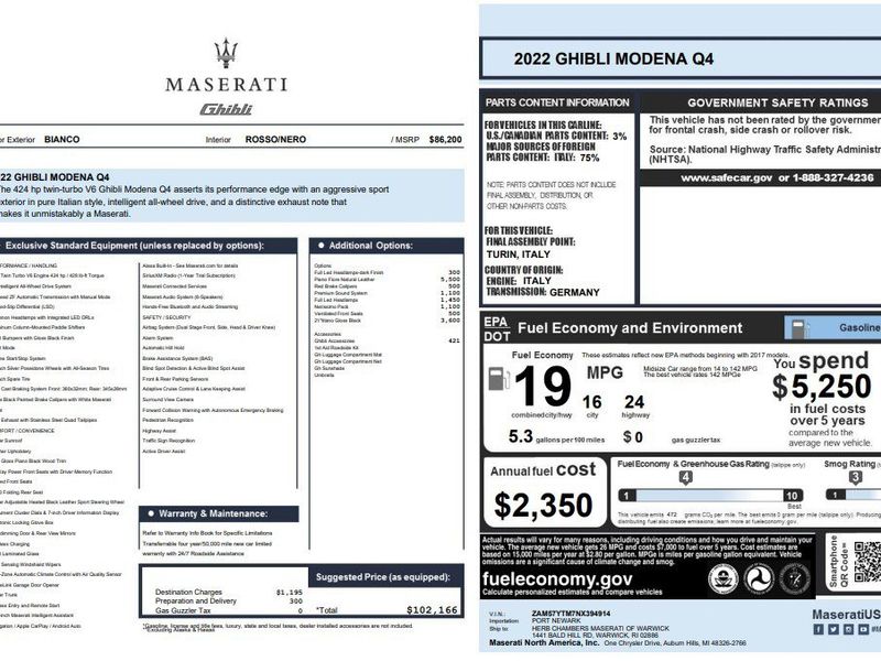 Certified 2022 Maserati Ghibli Modena Q4 image 1