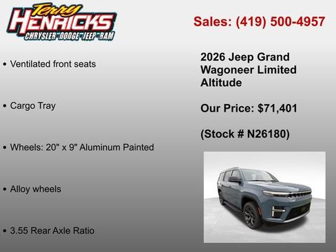 New 2026 Jeep Grand Wagoneer Limited w/ 8-Passenger Seating Package AWD/4WD image 37