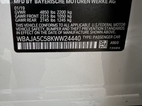 Used 2019 BMW 530i w/ Convenience Package RWD image 37
