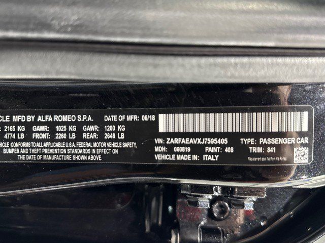 Used 2018 Alfa Romeo Giulia Quadrifoglio w/ Driver Assist Dynamic Package RWD image 86