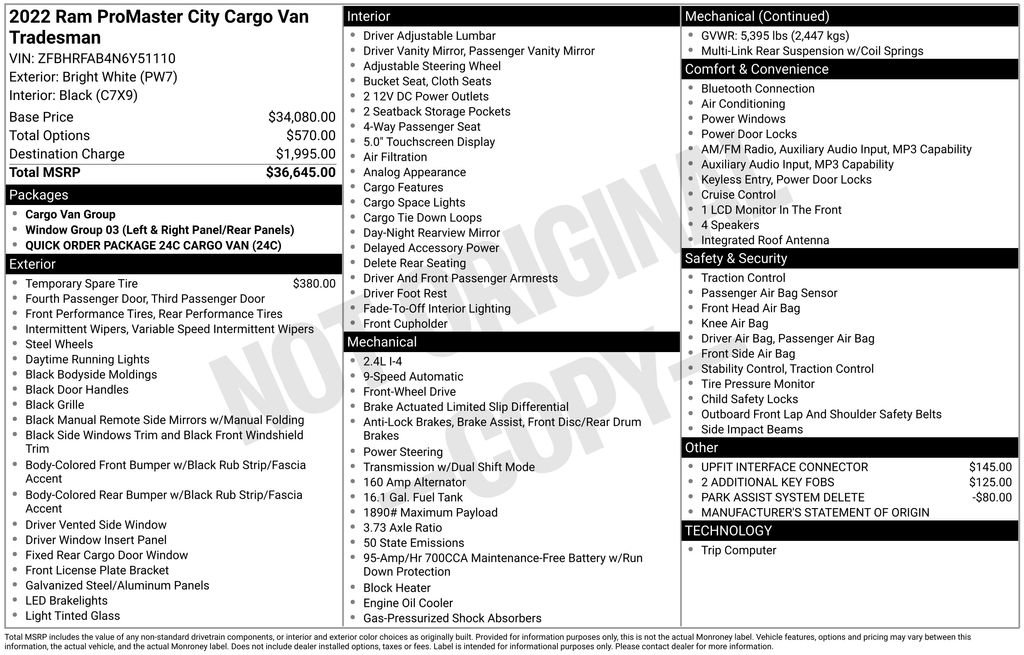 Used 2022 RAM ProMaster City Tradesman FWD image 6