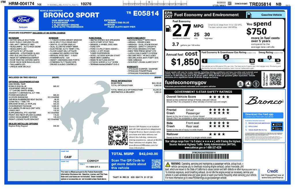 Used 2026 Ford Bronco Sport Heritage w/ Convenience Package AWD/4WD image 9