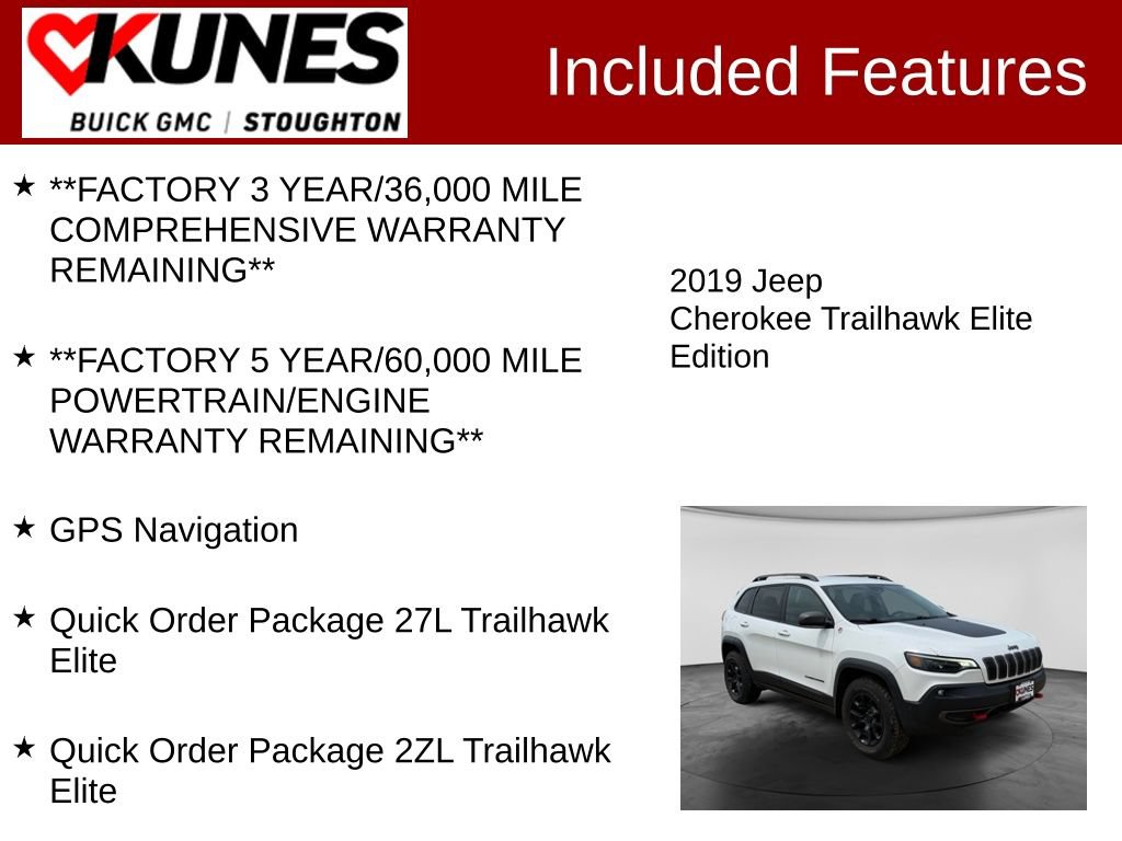 Used 2019 Jeep Cherokee Trailhawk AWD/4WD image 3