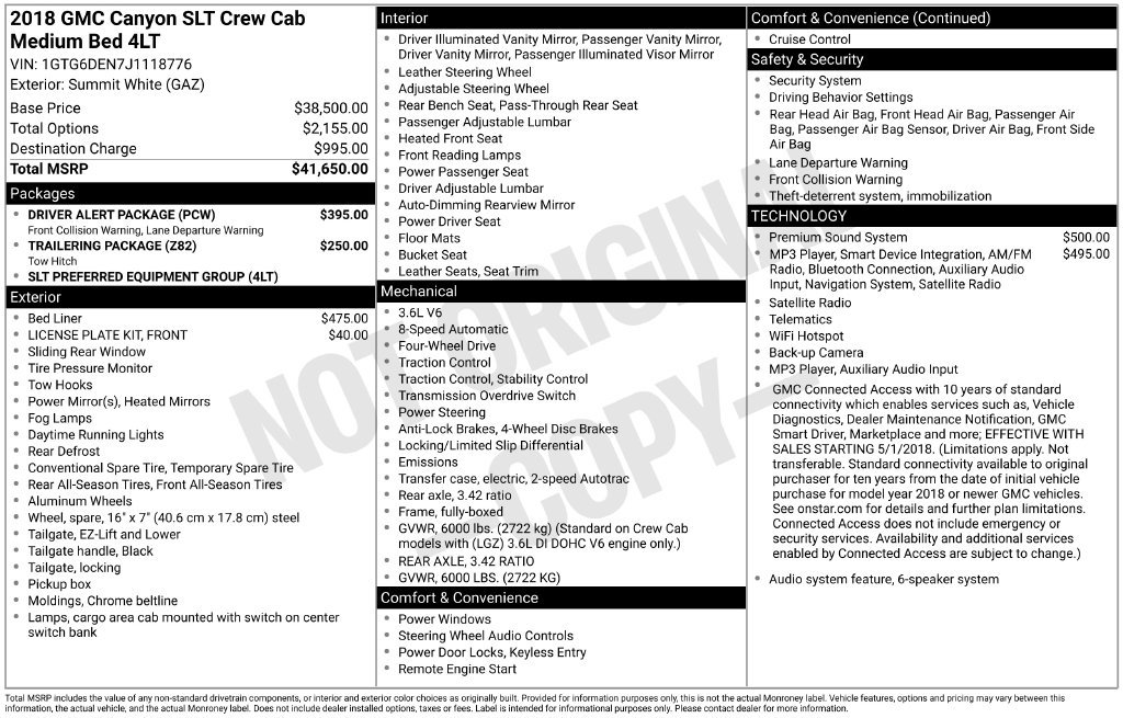 Used 2018 GMC Canyon SLT w/ Driver Alert Package AWD/4WD image 3