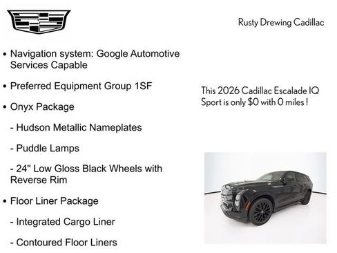 New 2026 Cadillac Escalade IQ Sport 1 w/ LPO, ONYX Package AWD/4WD image 4