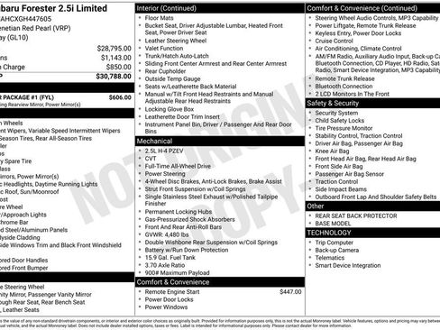 Used 2016 Subaru Forester 2.5i Limited w/ Popular Package #1 image 30