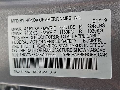 Used 2019 Honda Accord EX image 26