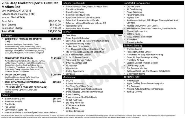 New 2026 Jeep Gladiator Sport AWD/4WD image 5
