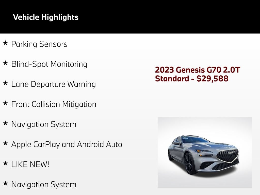 Used 2023 Genesis G70 2.0T w/ Sport Prestige Package RWD image 55