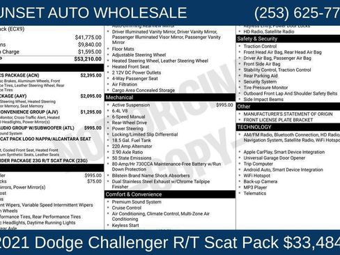 Used 2021 Dodge Challenger R/T Scat Pack w/ Dynamics Package RWD image 49