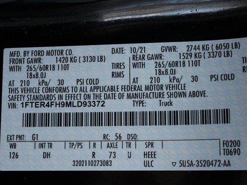 Used 2021 Ford Ranger Lariat w/ Equipment Group 501A High image 70