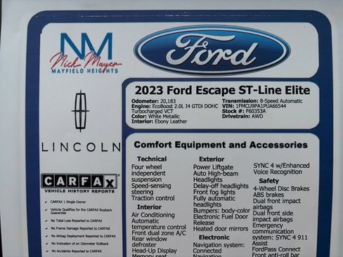 Certified 2023 Ford Escape ST-Line Elite w/ Premium Technology Package AWD/4WD image 41